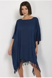 PONCHO SHORT PLAINCOLOUR WITH FRINGES IND/SIA